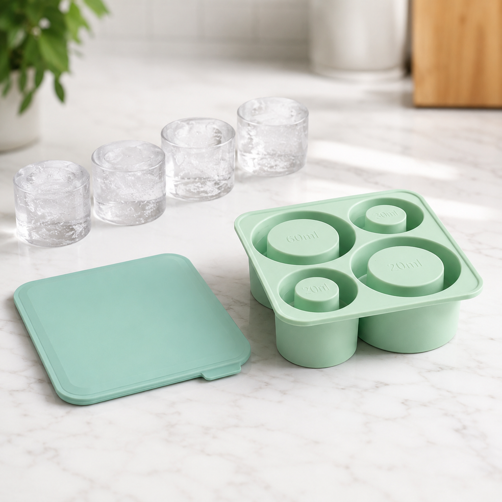 Silicone Ice Cube Tray Set | 4 Compartments for Tumblers