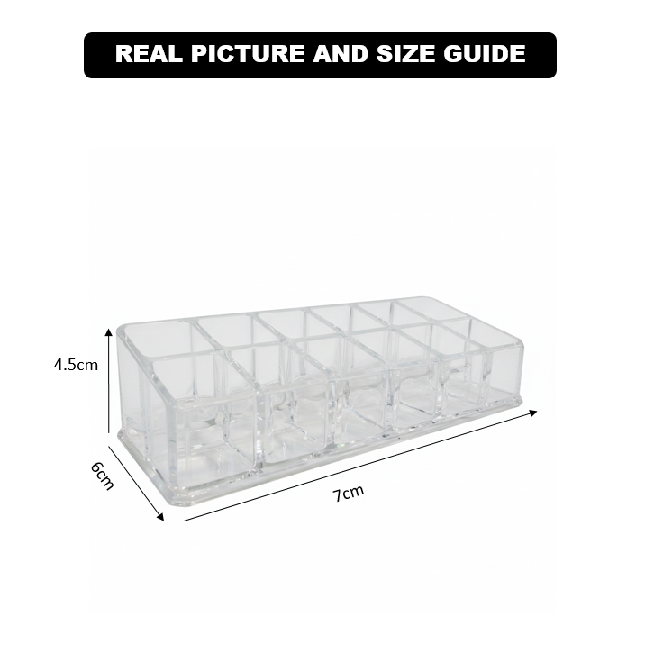 CrystalView 12-Grid Acrylic Makeup & Lipstick Organizer