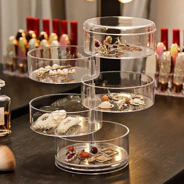 Transparent 360° Rotating Jewelry Box - 5 Layer