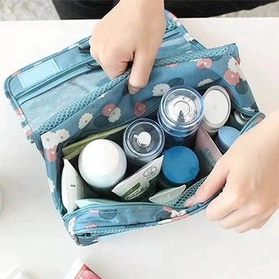 Foldable Hanging Travel Toiletry Organizer with Hook