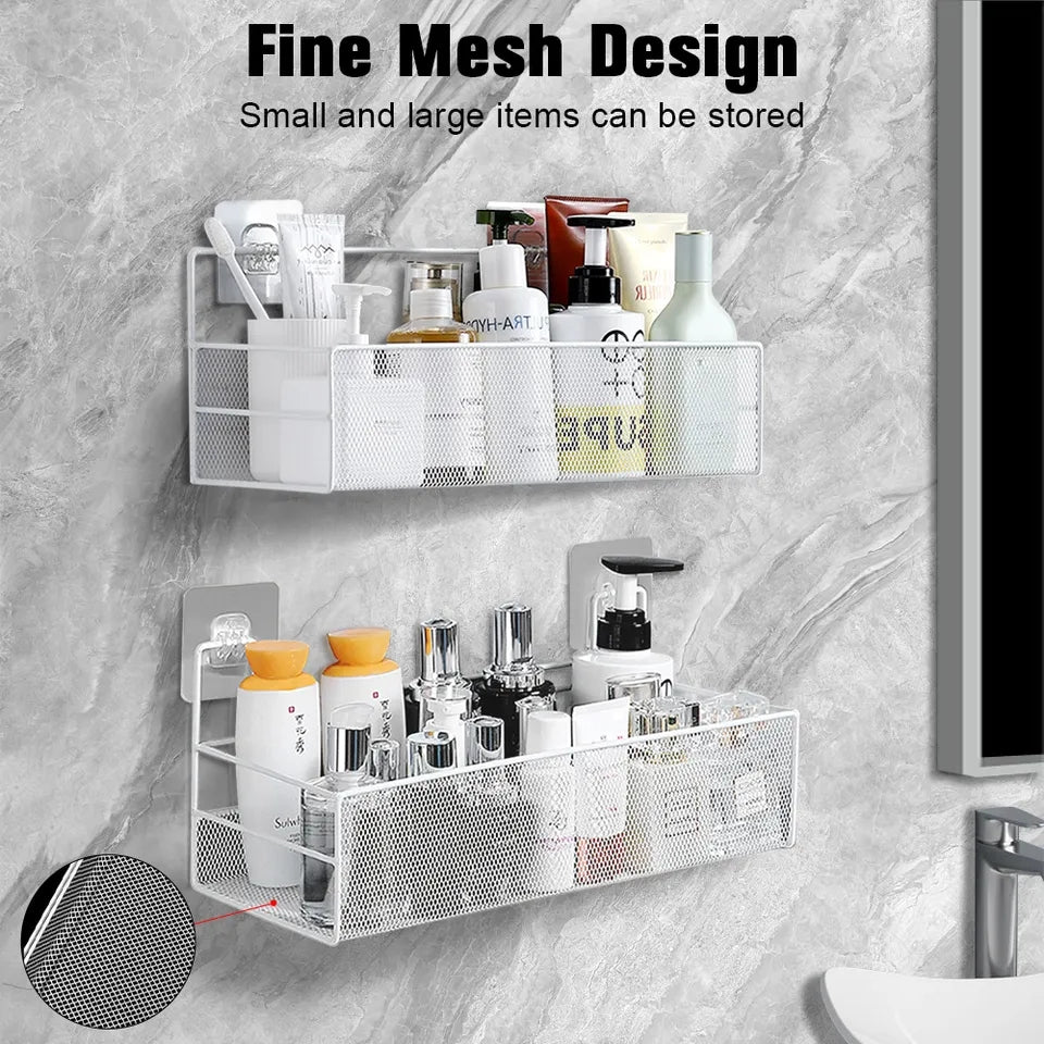 Wall shelf with hooks / Meshed wall shelf