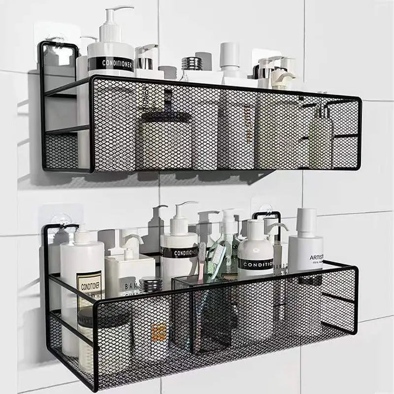 Wall shelf with hooks / Meshed wall shelf