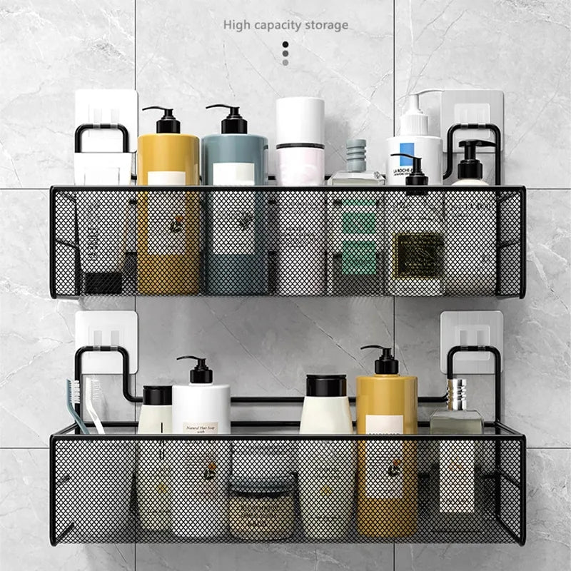 Wall shelf with hooks / Meshed wall shelf