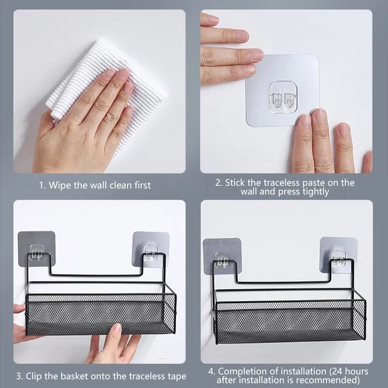 Wall shelf with hooks / Meshed wall shelf