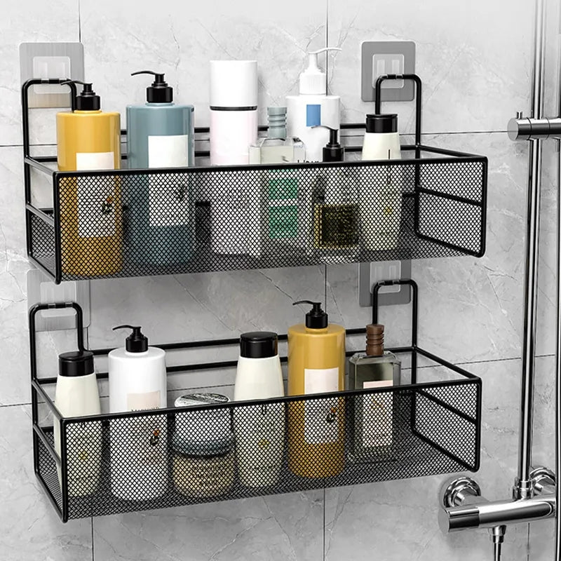 Wall shelf with hooks / Meshed wall shelf
